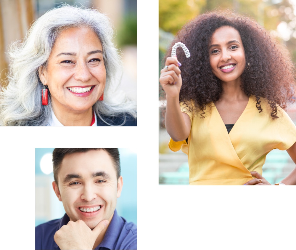 collage of people smiling with braces